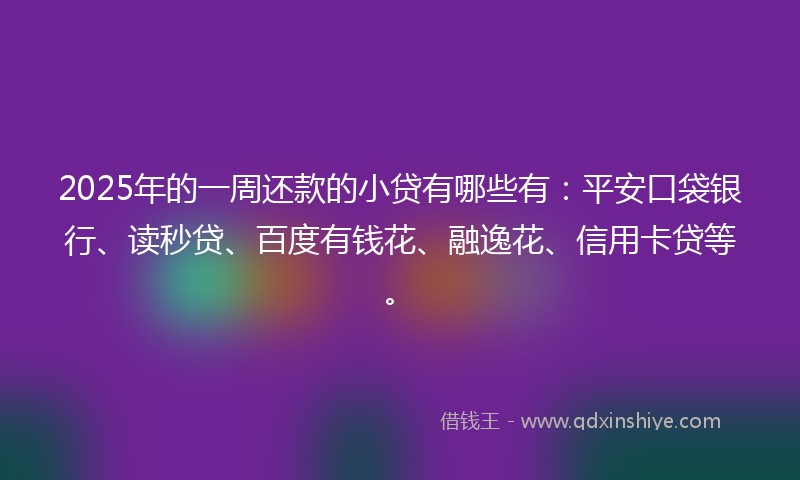 2025年的一周还款的小贷有哪些有：平安口袋银行、读秒贷、百度有钱花、融逸花、信用卡贷等。