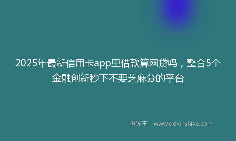 2025年最新信用卡app里借款算网贷吗，整合5个金融创新秒下不要芝麻分的平台