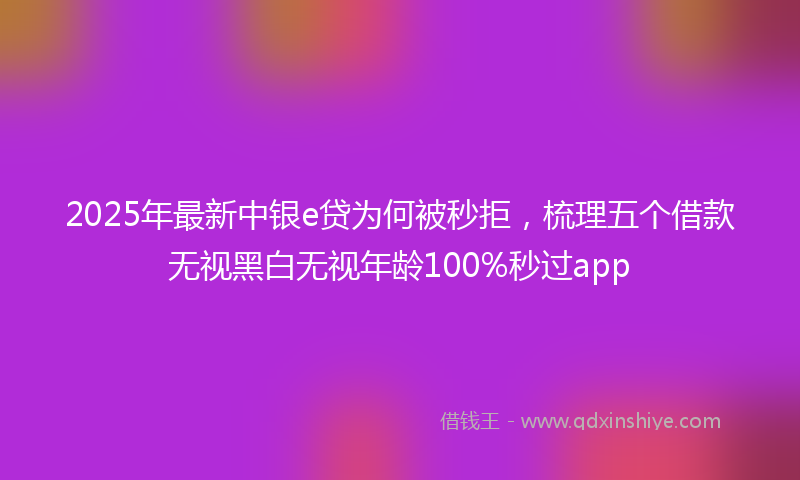 2025年最新中银e贷为何被秒拒，梳理五个借款无视黑白无视年龄100%秒过app