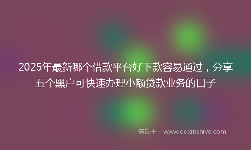 2025年最新哪个借款平台好下款容易通过，分享五个黑户可快速办理小额贷款业务的口子