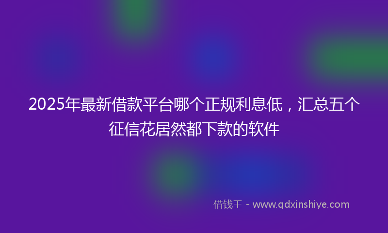 2025年最新借款平台哪个正规利息低，汇总五个征信花居然都下款的软件