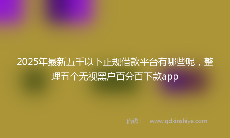 2025年最新五千以下正规借款平台有哪些呢，整理五个无视黑户百分百下款app