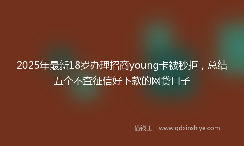 2025年最新18岁办理招商young卡被秒拒，总结五个不查征信好下款的网贷口子