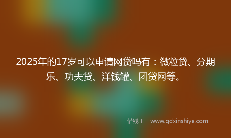 2025年的17岁可以申请网贷吗有：微粒贷、分期乐、功夫贷、洋钱罐、团贷网等。