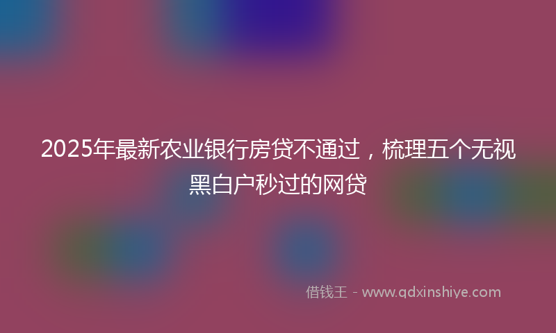 2025年最新农业银行房贷不通过，梳理五个无视黑白户秒过的网贷