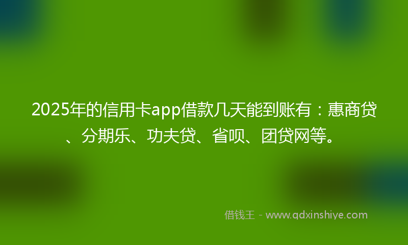 2025年的信用卡app借款几天能到账有：惠商贷、分期乐、功夫贷、省呗、团贷网等。