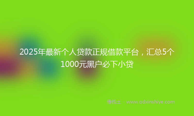 2025年最新个人贷款正规借款平台，汇总5个1000元黑户必下小贷