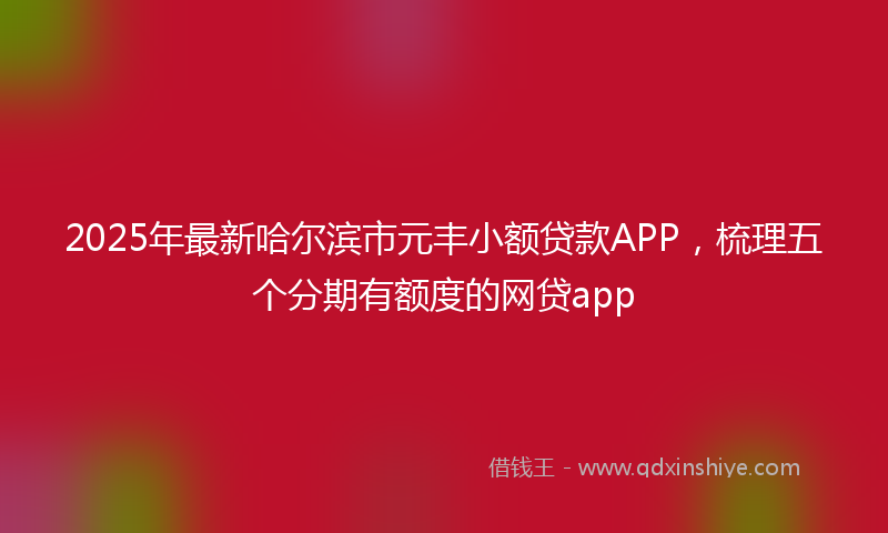 2025年最新哈尔滨市元丰小额贷款APP，梳理五个分期有额度的网贷app