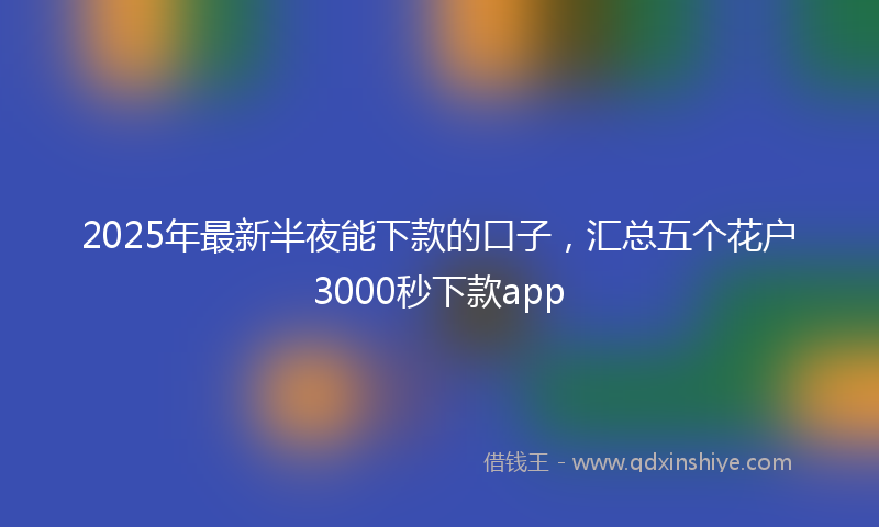 2025年最新半夜能下款的口子，汇总五个花户3000秒下款app