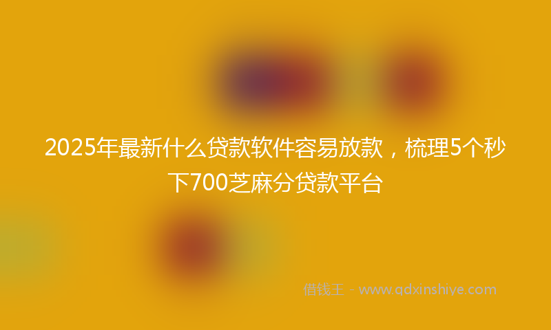 2025年最新什么贷款软件容易放款，梳理5个秒下700芝麻分贷款平台