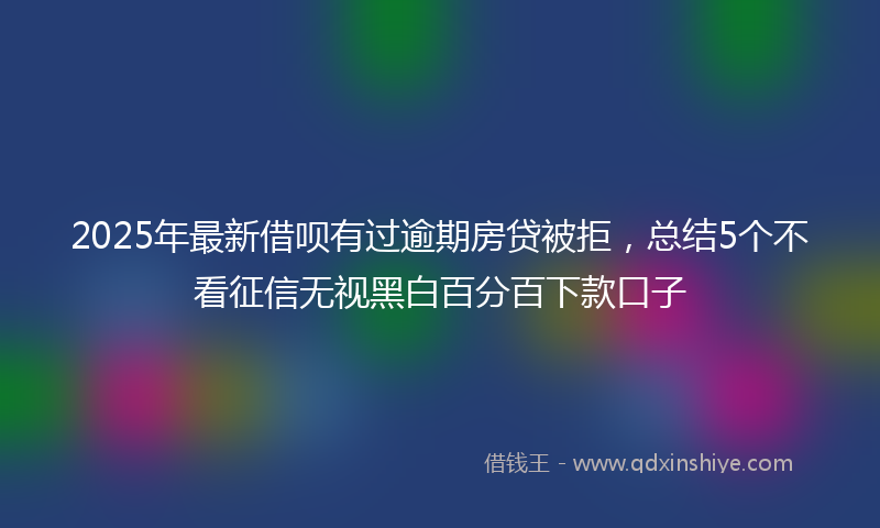 2025年最新借呗有过逾期房贷被拒，总结5个不看征信无视黑白百分百下款口子