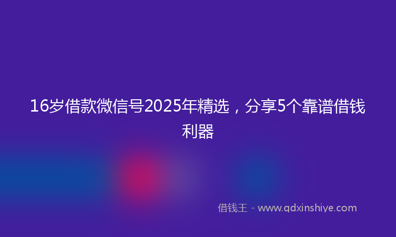 16岁借款微信号2025年精选，分享5个靠谱借钱利器