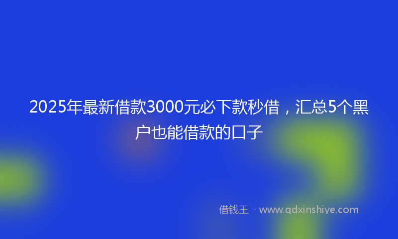 2025年最新借款3000元必下款秒借，汇总5个黑户也能借款的口子