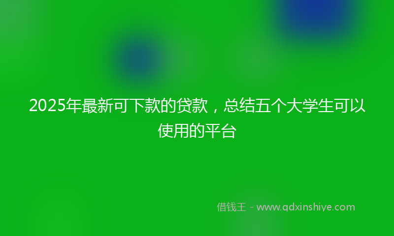 2025年最新可下款的贷款，总结五个大学生可以使用的平台
