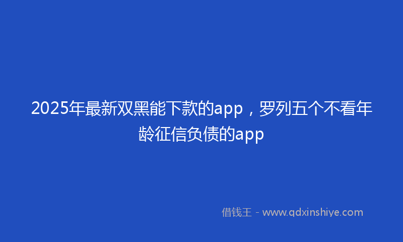 2025年最新双黑能下款的app，罗列五个不看年龄征信负债的app