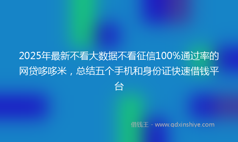 2025年最新不看大数据不看征信100%通过率的网贷哆哆米，总结五个手机和身份证快速借钱平台