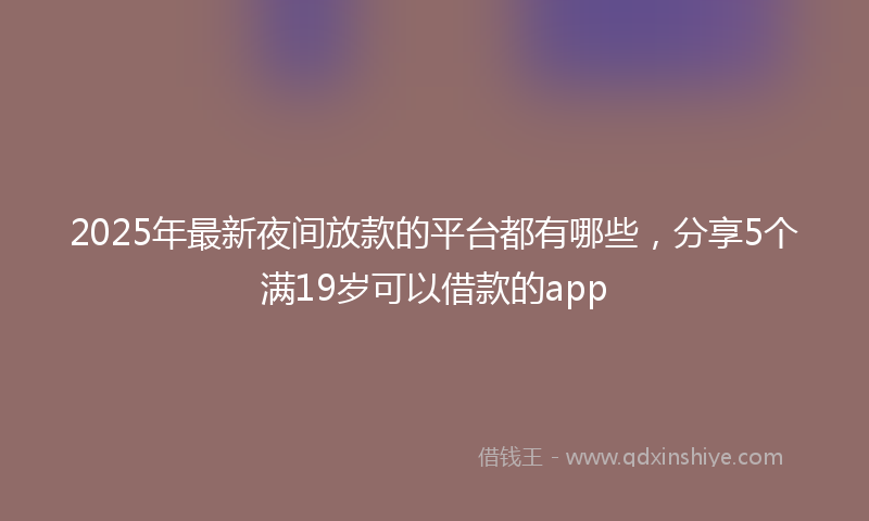 2025年最新夜间放款的平台都有哪些，分享5个满19岁可以借款的app