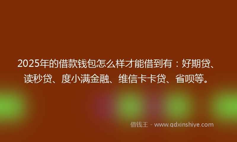 2025年的借款钱包怎么样才能借到有：好期贷、读秒贷、度小满金融、维信卡卡贷、省呗等。