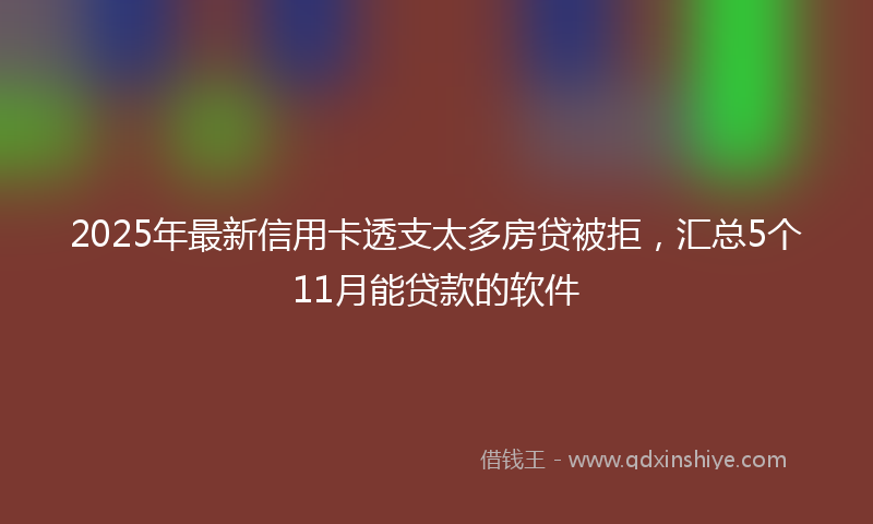 2025年最新信用卡透支太多房贷被拒，汇总5个11月能贷款的软件