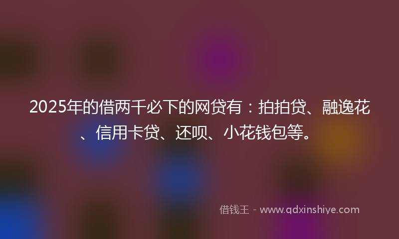 2025年的借两千必下的网贷有：拍拍贷、融逸花、信用卡贷、还呗、小花钱包等。