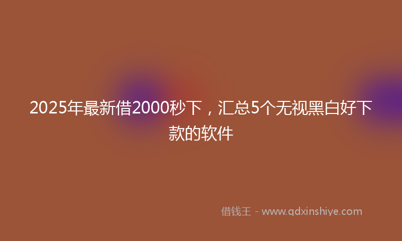 2025年最新借2000秒下，汇总5个无视黑白好下款的软件