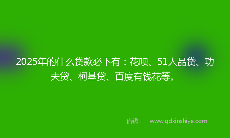 2025年的什么贷款必下有：花呗、51人品贷、功夫贷、柯基贷、百度有钱花等。