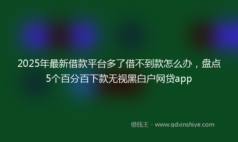 2025年最新借款平台多了借不到款怎么办，盘点5个百分百下款无视黑白户网贷app