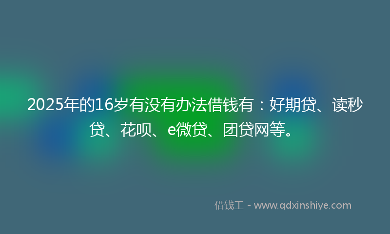 2025年的16岁有没有办法借钱有：好期贷、读秒贷、花呗、e微贷、团贷网等。