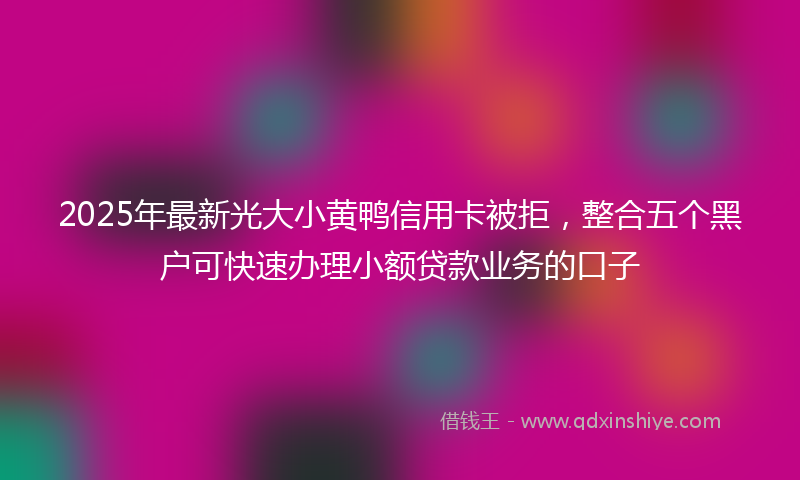 2025年最新光大小黄鸭信用卡被拒，整合五个黑户可快速办理小额贷款业务的口子