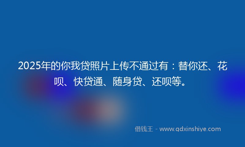 2025年的你我贷照片上传不通过有：替你还、花呗、快贷通、随身贷、还呗等。