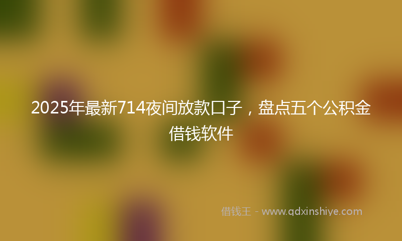 2025年最新714夜间放款口子，盘点五个公积金借钱软件