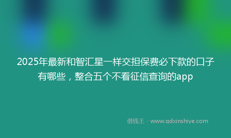 2025年最新和智汇星一样交担保费必下款的口子有哪些，整合五个不看征信查询的app