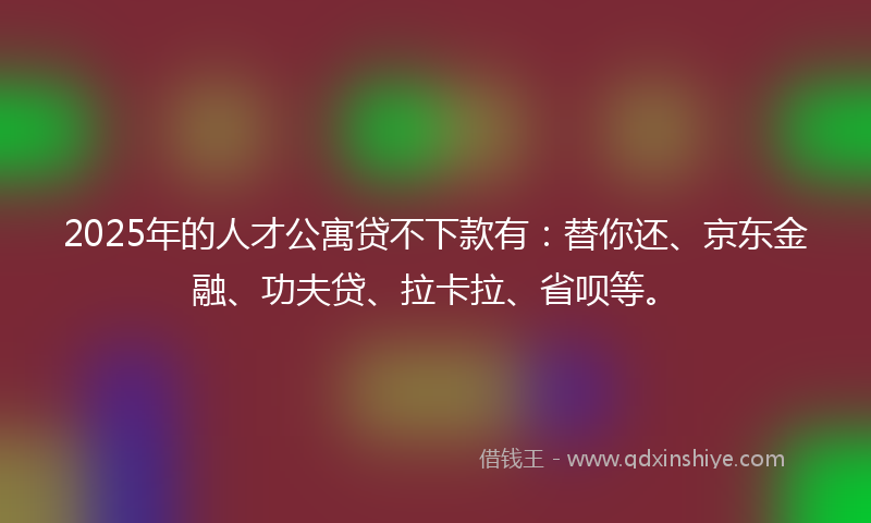 2025年的人才公寓贷不下款有：替你还、京东金融、功夫贷、拉卡拉、省呗等。