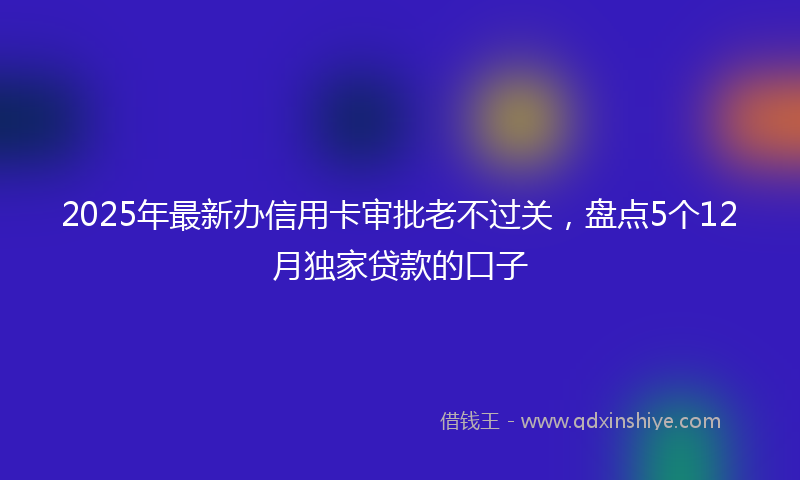 2025年最新办信用卡审批老不过关，盘点5个12月独家贷款的口子