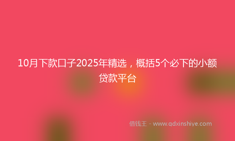 10月下款口子2025年精选，概括5个必下的小额贷款平台