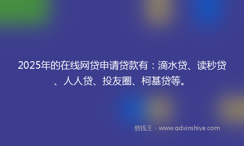 2025年的在线网贷申请贷款有：滴水贷、读秒贷、人人贷、投友圈、柯基贷等。