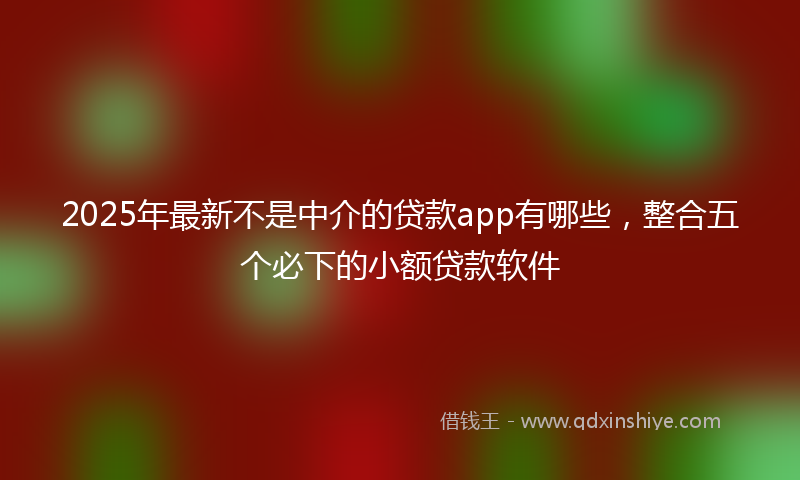 2025年最新不是中介的贷款app有哪些，整合五个必下的小额贷款软件