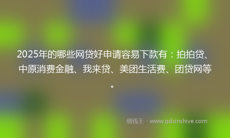 2025年的哪些网贷好申请容易下款有：拍拍贷、中原消费金融、我来贷、美团生活费、团贷网等。