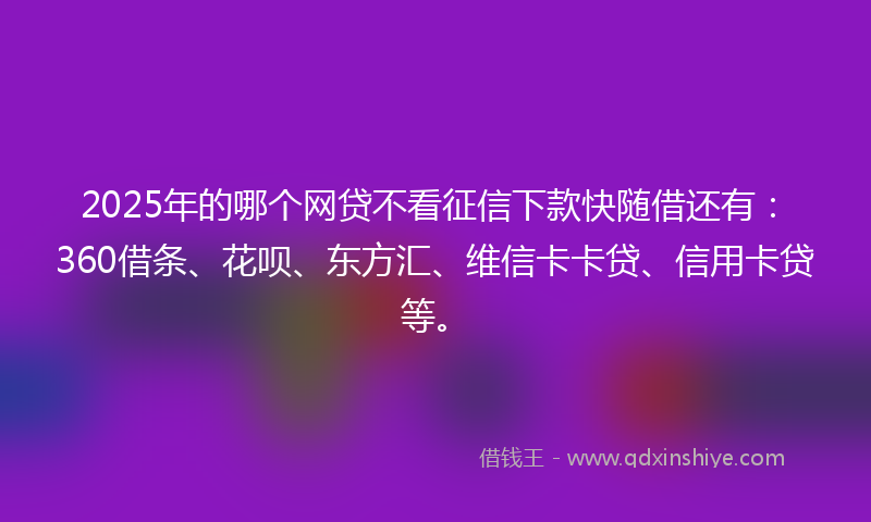 2025年的哪个网贷不看征信下款快随借还有：360借条、花呗、东方汇、维信卡卡贷、信用卡贷等。