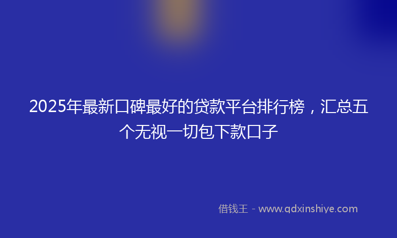 2025年最新口碑最好的贷款平台排行榜，汇总五个无视一切包下款口子