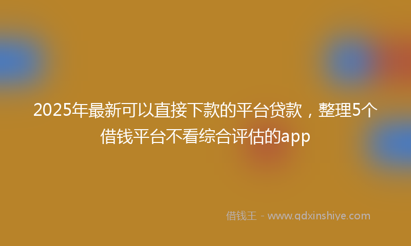 2025年最新可以直接下款的平台贷款，整理5个借钱平台不看综合评估的app