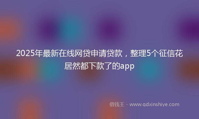 2025年最新在线网贷申请贷款，整理5个征信花居然都下款了的app