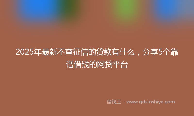 2025年最新不查征信的贷款有什么，分享5个靠谱借钱的网贷平台