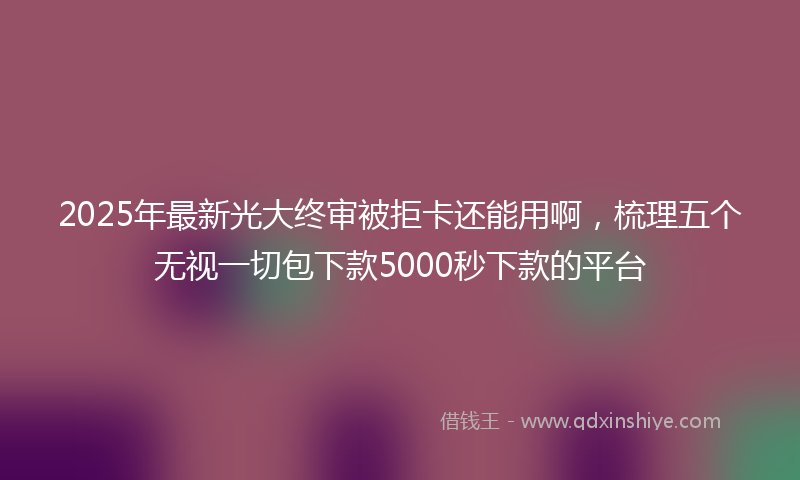 2025年最新光大终审被拒卡还能用啊，梳理五个无视一切包下款5000秒下款的平台