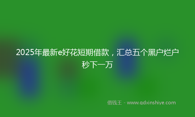 2025年最新e好花短期借款，汇总五个黑户烂户秒下一万