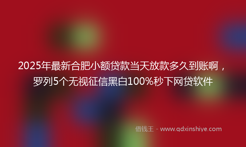 2025年最新合肥小额贷款当天放款多久到账啊，罗列5个无视征信黑白100%秒下网贷软件