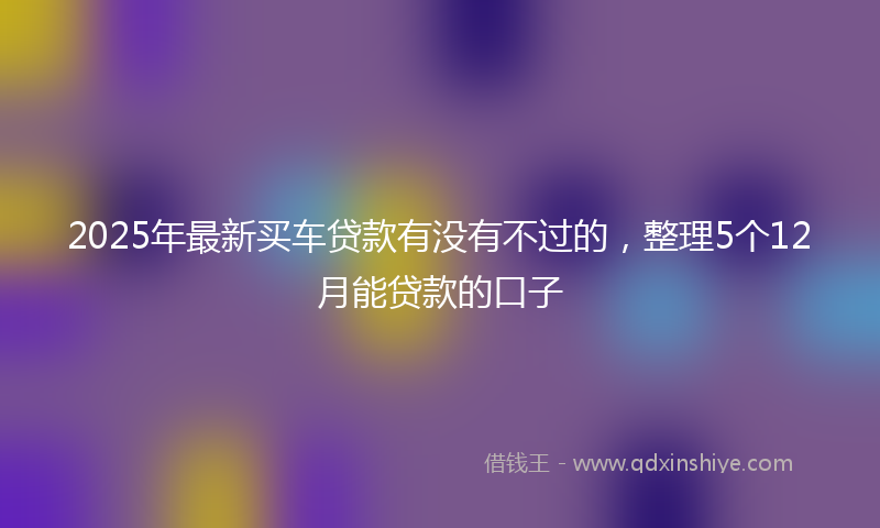 2025年最新买车贷款有没有不过的，整理5个12月能贷款的口子