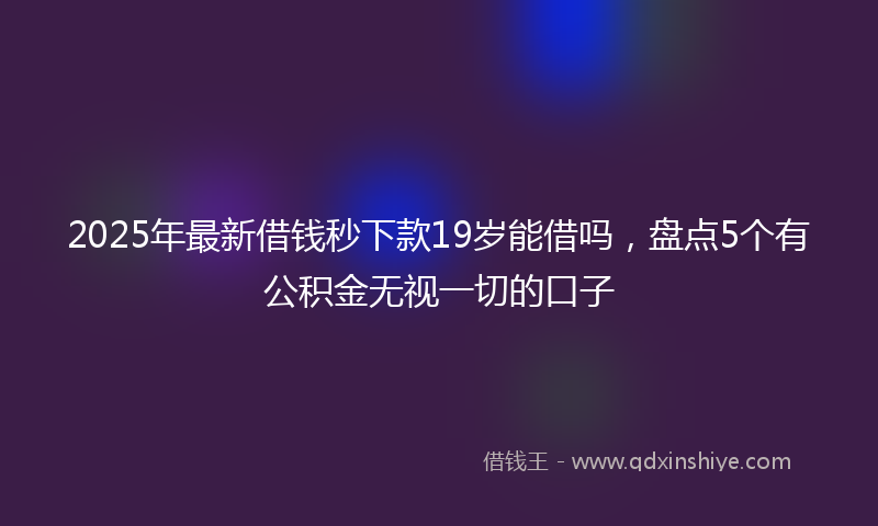 2025年最新借钱秒下款19岁能借吗，盘点5个有公积金无视一切的口子