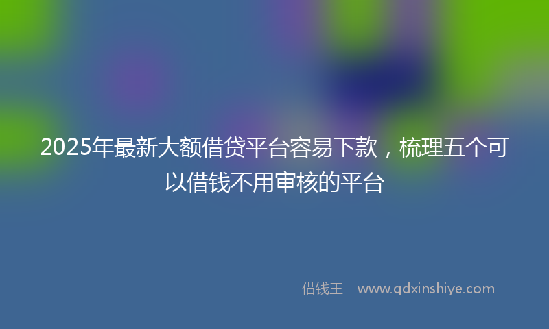 2025年最新大额借贷平台容易下款，梳理五个可以借钱不用审核的平台