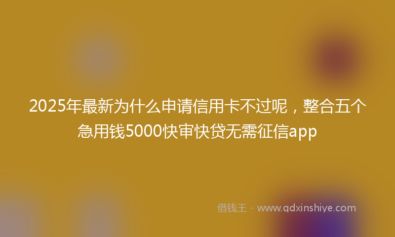 2025年最新为什么申请信用卡不过呢，整合五个急用钱5000快审快贷无需征信app